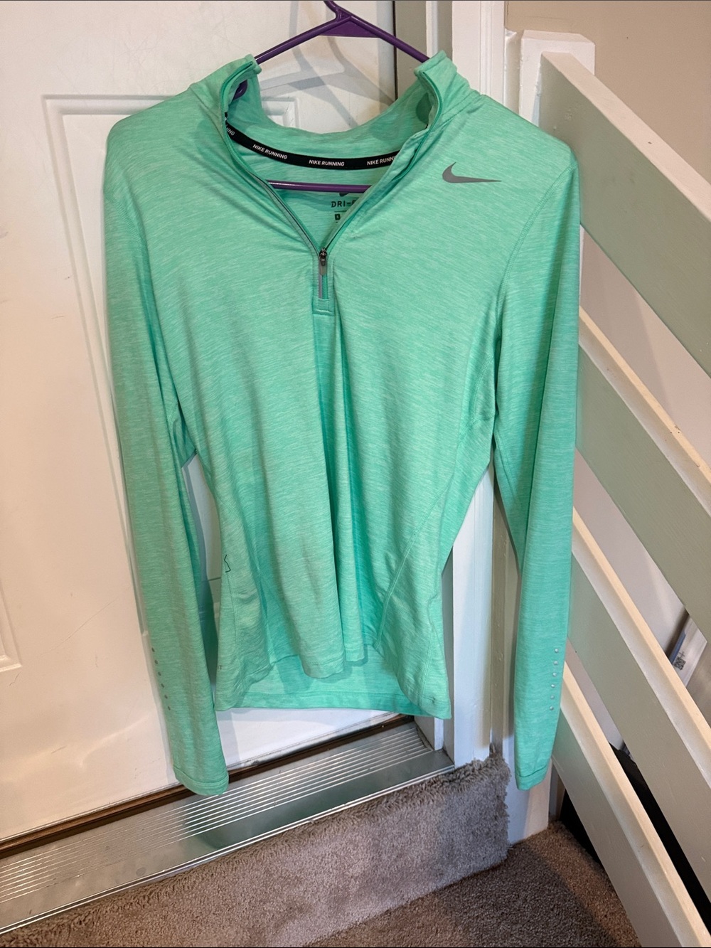 Nike Mint Green Long-Sleeve Quarter Zip Running Top